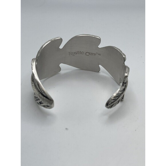 Rustic Cuff Leaf Metal Cuff Bracelet & Natural Stone Stretch Bracelet Set New - Picture 5 of 7